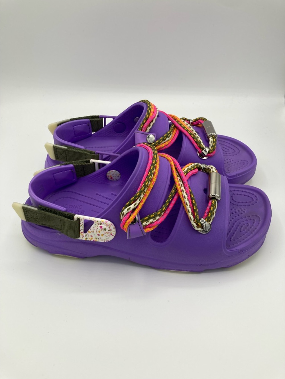 Women’s Size 8 Crocs Purple Festival Sandals Bungee Colorful